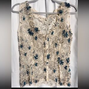 Vintage One-of-kind Embellished Lace Sleeveless Top